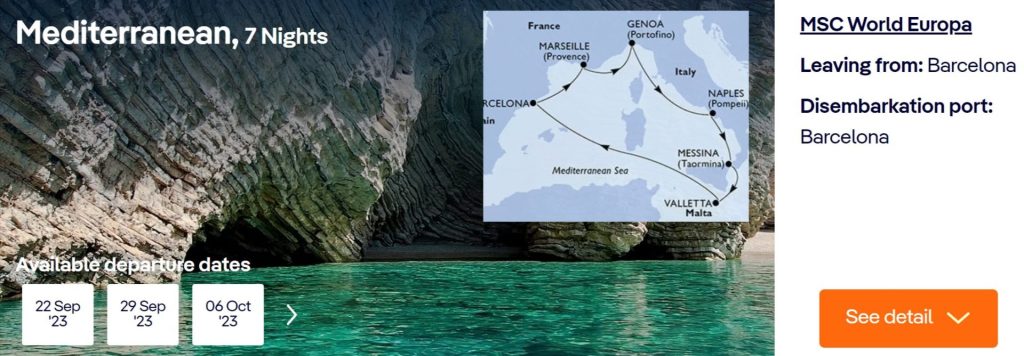 MSCワールドエウローパ冬の地中海クルーズ