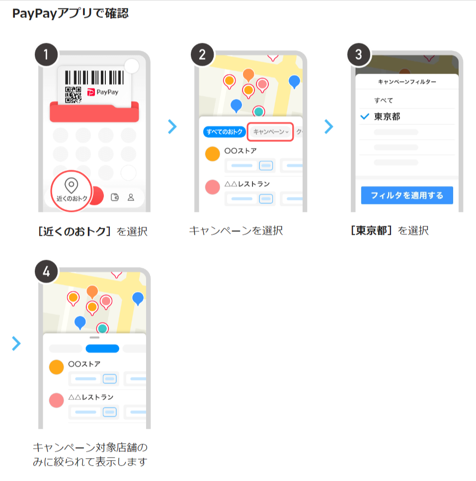 PayPayアプリ内で対象店舗を探す方法